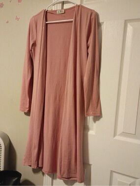 TMG Women's Dusty Rose Open Front Long Cardigan